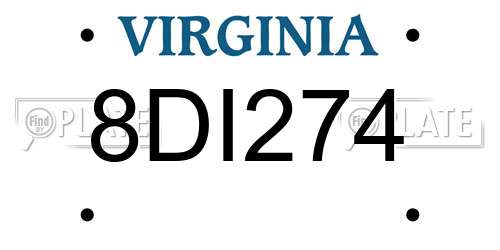 8DI274 Virginia License Plate
