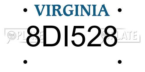 8DI528 Virginia License Plate
