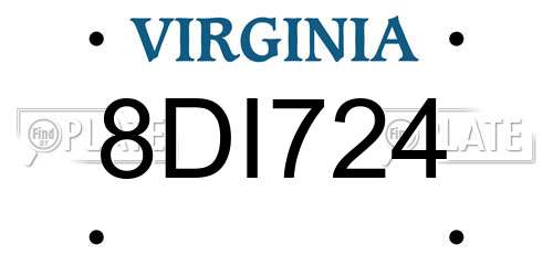 8DI724 Virginia License Plate