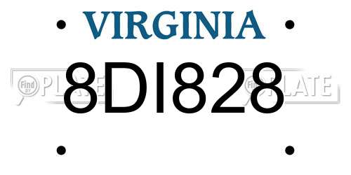 8DI828 Virginia License Plate