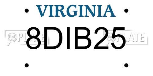 8DIB25 Virginia License Plate