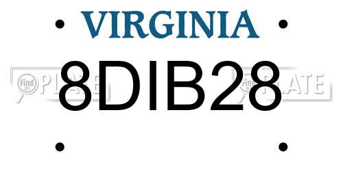 8DIB28 Virginia License Plate