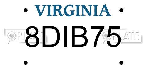 8DIB75 Virginia License Plate