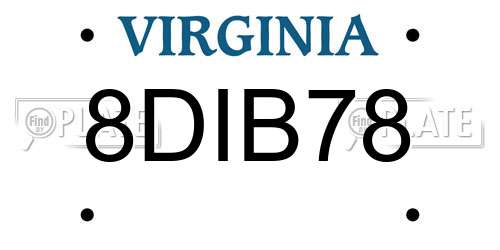 8DIB78 Virginia License Plate
