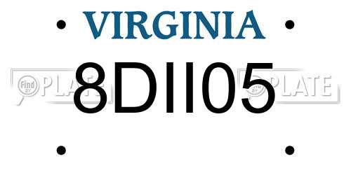 8DII05 Virginia License Plate