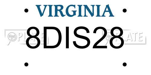 8DIS28 Virginia License Plate