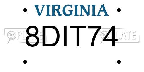 8DIT74 Virginia License Plate
