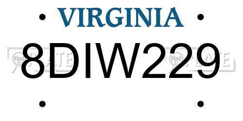 8DIW229 Virginia License Plate