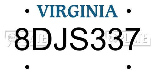 8DJS337 Virginia License Plate
