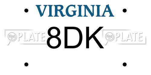 8DK Virginia License Plate
