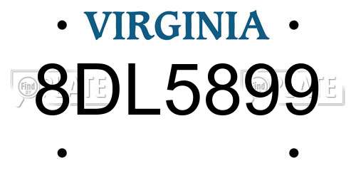 8DL5899 Virginia License Plate