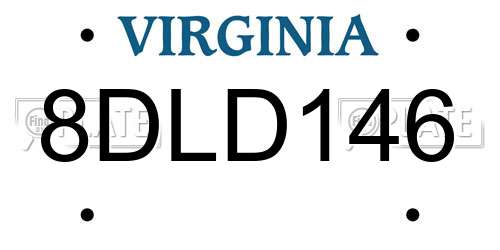 8DLD146 Virginia License Plate