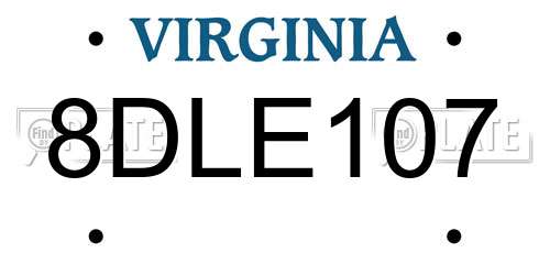 8DLE107 Virginia License Plate