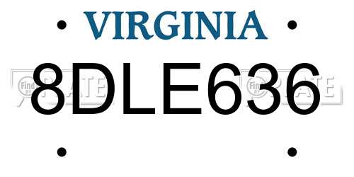 8DLE636 Virginia License Plate