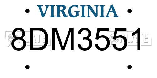 8DM3551 Virginia License Plate