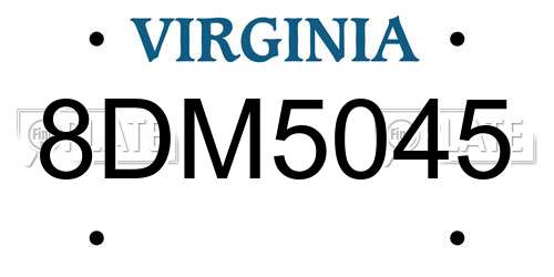 8DM5045 Virginia License Plate