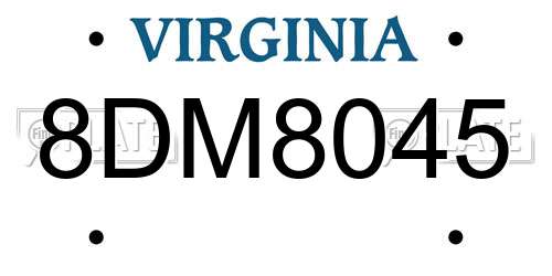 8DM8045 Virginia License Plate