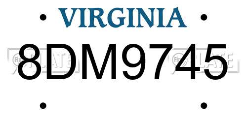 8DM9745 Virginia License Plate