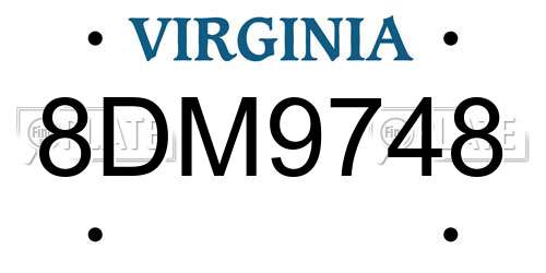8DM9748 Virginia License Plate
