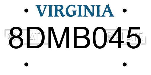 8DMB045 Virginia License Plate