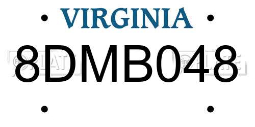 8DMB048 Virginia License Plate