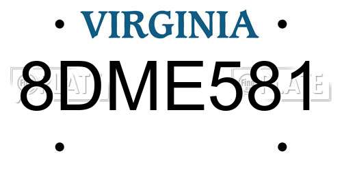 8DME581 Virginia License Plate