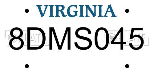 8DMS045 Virginia License Plate