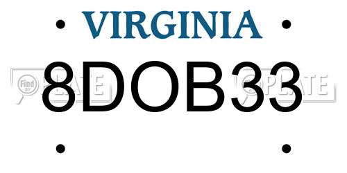 8DOB33 Virginia License Plate