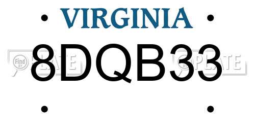 8DQB33 Virginia License Plate