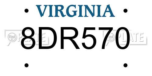 8DR570 Virginia License Plate