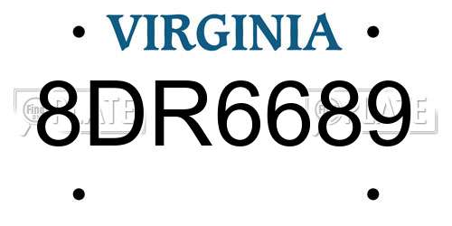 8DR6689 Virginia License Plate