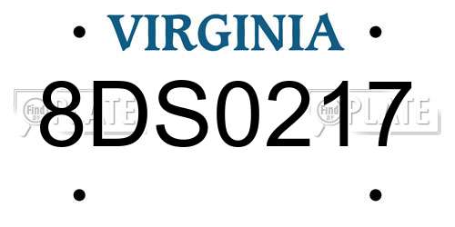 8DS0217 Virginia License Plate