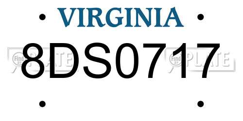 8DS0717 Virginia License Plate