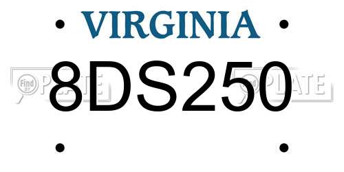 8DS250 Virginia License Plate