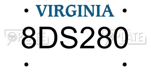 8DS280 Virginia License Plate