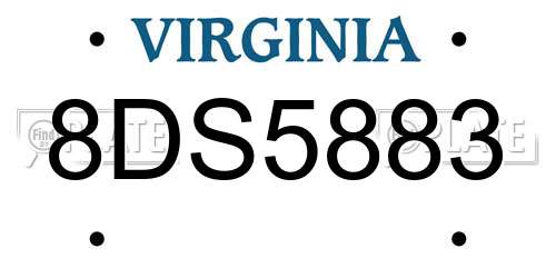 8DS5883 Virginia License Plate