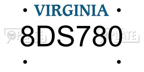 8DS780 Virginia License Plate