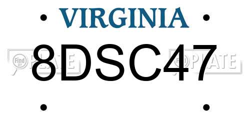 8DSC47 Virginia License Plate