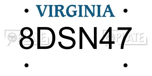 8DSN47 Virginia License Plate