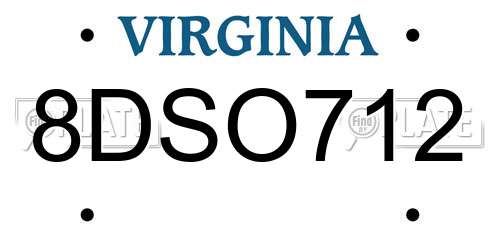 8DSO712 Virginia License Plate