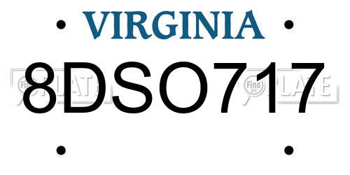 8DSO717 Virginia License Plate