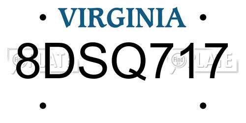 8DSQ717 Virginia License Plate