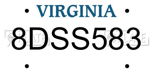 8DSS583 Virginia License Plate