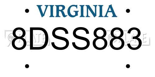 8DSS883 Virginia License Plate