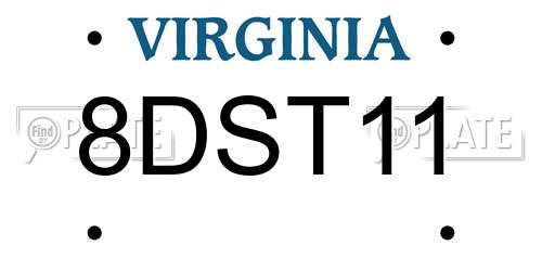 8DST11 Virginia License Plate
