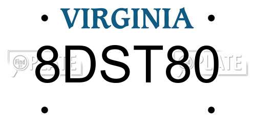 8DST80 Virginia License Plate