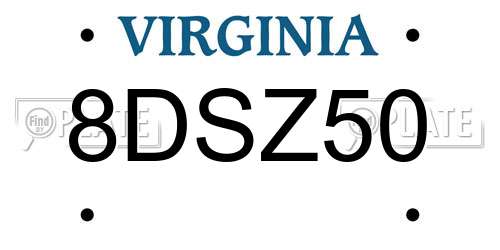 8DSZ50 Virginia License Plate