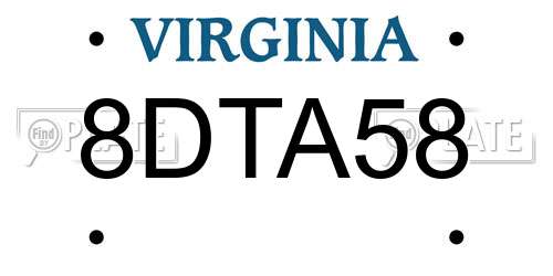 8DTA58 Virginia License Plate