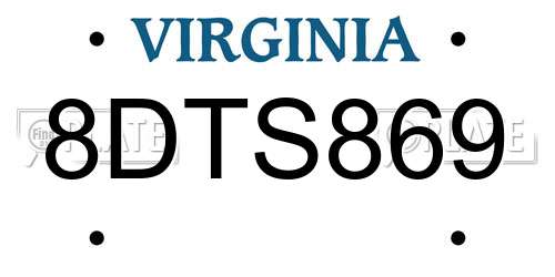 8DTS869 Virginia License Plate