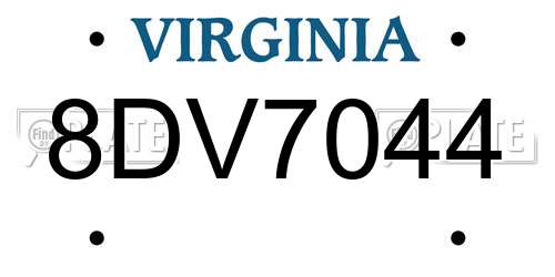 8DV7044 Virginia License Plate